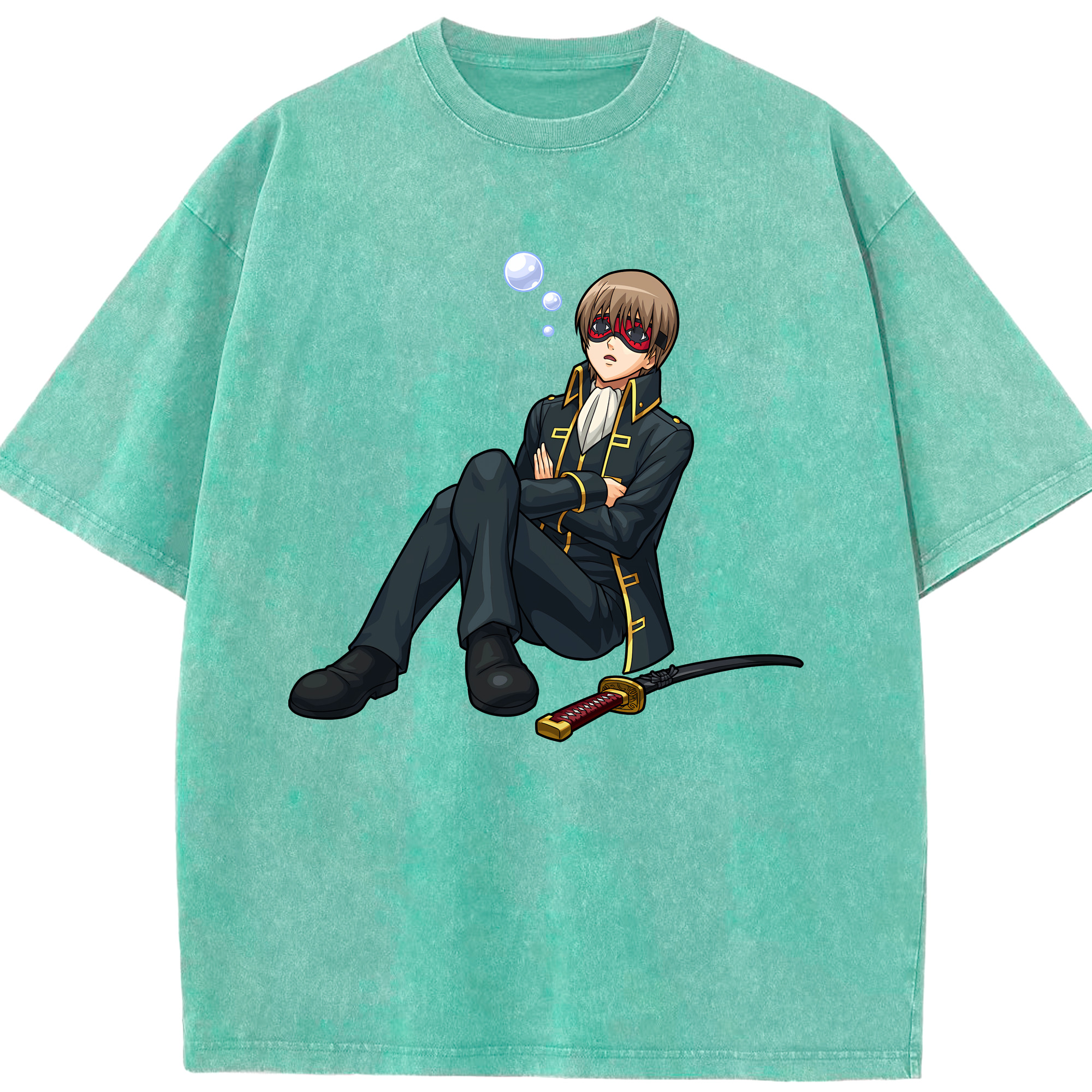 （画像用） ぎんたま 坂田銀時（さかたぎんとき） 神楽 志村新八（しむら しんぱち） GINTAMA Sakata Gintoki Kagura Shimura Shinpachi 綿100% ヴィンテージ風 半袖Tシャツ（フロントプリント）